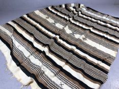 Textiles: Large South American woven throw / bedspread, approx 240cm x 270cm