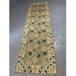 Kashmiri hand stitched wool chain rug, approx 225cm x 70cm