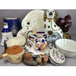 Collectables to include Ironstone jug, Beswick spaniel and one other, Shelley pudding mould,