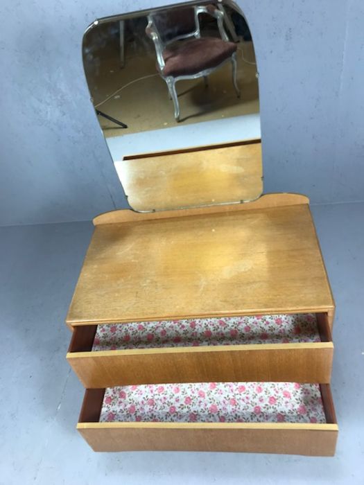 Mid Century dressing table with mirror and two drawers under - Image 3 of 5
