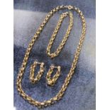 Circular 9ct Gold linked Necklace (approx 40cm) with matching drop earrings and a matching