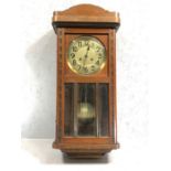 Wurttenberg oak wall clock, circa 1900, 14 day, gongs on the hour and half hour, good working order
