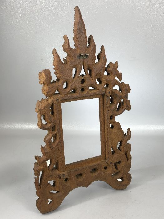 Carved wooden Balinese or Indonesian wooden frame, approx 45cm in height - Image 4 of 4