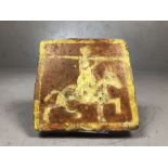 Possibly 16th Century Dutch terracotta tile with horse and rider, possibly a knight, decoration,