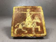 Possibly 16th Century Dutch terracotta tile with horse and rider, possibly a knight, decoration,