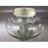 Vintage glass sweet jar: 'Nelson's Original Gelatine Lozenges', approx 20cm in diameter x 13cm tall