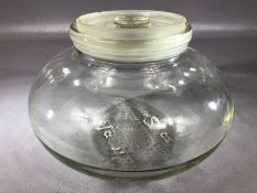 Vintage glass sweet jar: 'Nelson's Original Gelatine Lozenges', approx 20cm in diameter x 13cm tall