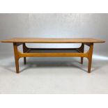 Mid Century coffee table with shelf under, approx 117cm x 41cm x 40cm tall