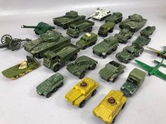 Collection of diecast model military/ army vehicles, mostly DINKY along with some MATCHBOX and