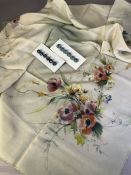 Hand painted silk scarf and two sets of buttons