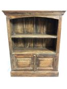 Solid wood book case with cupboard under, approx 81cm x 35cm x 101cm tall