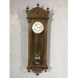 Reproduction Vienna mahogany cased two train wall clock, the dial inscribed `James Stewart,