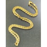 9ct Gold Hallmarked flat linked chain approx 44cm long and 3g