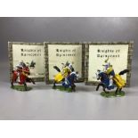 Vintage Toys: Three Britains mounted Knights of Agincourt sets No 1660 in original stone wall boxes