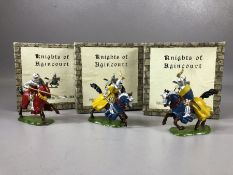 Vintage Toys: Three Britains mounted Knights of Agincourt sets No 1660 in original stone wall boxes