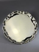 Hallmarked silver Salver on three scroll feet Sheffield by William Hutton & Sons Ltd approx 937g &