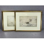 Pair of framed watercolours of nautical scenes, signed T. WEETCUTT, dated 1914 and 1915, each approx