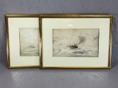 Pair of framed watercolours of nautical scenes, signed T. WEETCUTT, dated 1914 and 1915, each approx