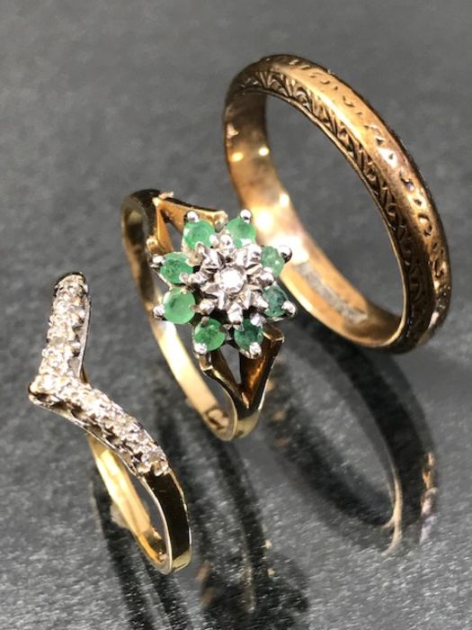 Three 9ct Gold rings total weight approx 7.8g