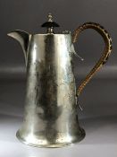 Silver hallmarked Coffee Pot with woven wicker handle Sheffield by Walker & Hall (stamped to base