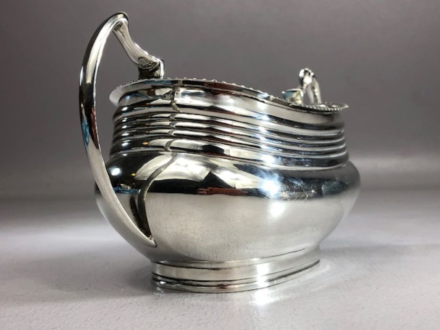 Hallmarked Silver tea set comprising large teapot sugar bowl and milk Hallmarked for Chester total - Image 8 of 16