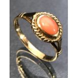 9ct Gold ring set with an Oval highly polished Gemstone size 'N'