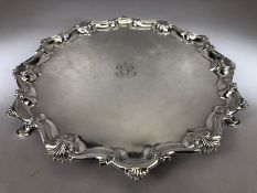 Large George III Silver Salver on three stepped feet Hallmarked for London 1763 by maker Richard