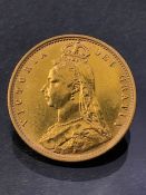 Gold Half Sovereign Shield back dated 1892