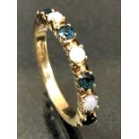 9ct Gold ring set with alternate Opals and Emeralds size approx 'T'