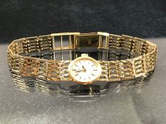 Rotary 9ct Gold wrist watch, case stamped 375, on a hallmarked 9ct yellow gold mesh link bracelet