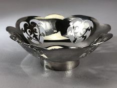 Hallmarked silver dish with pierced decoration approx 12.5cm in diameter and 140g