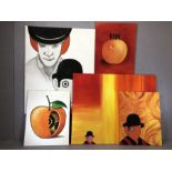 Collection of five modern canvases in the theme of 'A Clockwork Orange', the largest approx 128cm