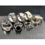 Collection of nine Silver rings of various designs