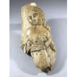 Fragmentary bone carving of a figure of a female, reverse uncarved, approx 9.5cm in length