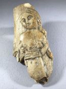 Fragmentary bone carving of a figure of a female, reverse uncarved, approx 9.5cm in length