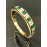 9ct Gold Diamond and Emerald ring size 'Q'