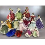 Collection of 15 ceramic figurines to include Royal Doulton 'Fiona', 'Lydia', 'Elegance', 'Winsome',