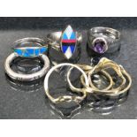 Collection of six Silver rings of various designs