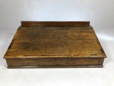 Large oak double hinged writing desk / slope opening to reveal pigeon holes, possibly a brokers /