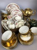 Collection of ceramic tea ware: Royal Worcester gilt part tea set to include tea pot, jug, five