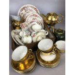 Collection of ceramic tea ware: Royal Worcester gilt part tea set to include tea pot, jug, five