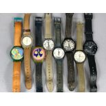 Collection of eight SWATCH watches swiss made (untested)