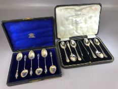 Collection of Silver flatware to include six silver spoons and a pair of sugar nips (total weight