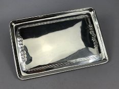 Silver hallmarked Tray with repousse flower and bow detail approx 25.7 x 17.5cm, Chester 1911
