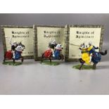 Vintage Toys: Three Britains mounted Knights of Agincourt sets No 1659 in original stone wall boxes