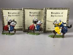 Vintage Toys: Three Britains mounted Knights of Agincourt sets No 1659 in original stone wall boxes