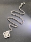 18ct White Gold Chain and 18ct White Gold Pendant set with square cut diamonds and circular diamonds