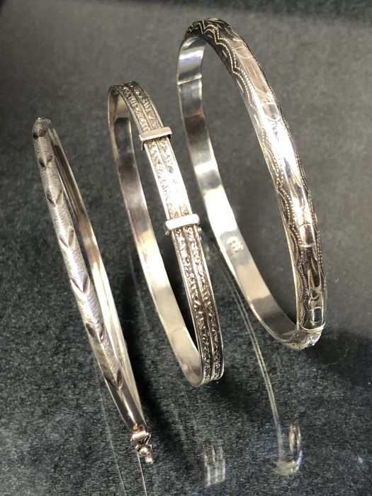 Three silver bangles - Image 3 of 5
