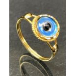 18ct Gold "Lucky Eye" ring approx size 'J' and 1.44g