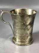 Hallmarked Silver Tankard/ Christening cup engraved with Noah's Ark scene Birmingham 1934 with